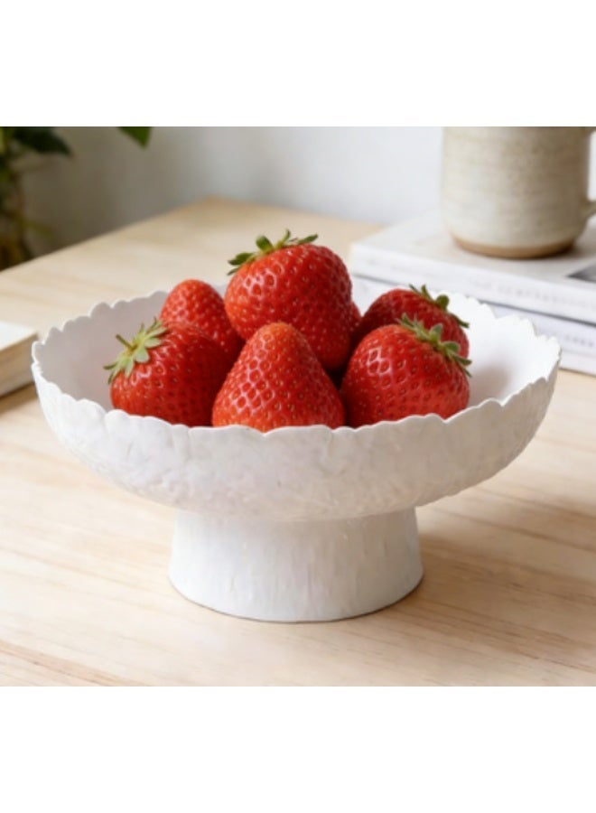 Arabest Large White Decorative Bowl, White Pedestal Bowl, Glass Decorative Bowls, Modern Fruit Bowl for Home Decor, Key Bowl, Candy Bowls, Smudge Bowls, Coffee Tables Centerpiece - Image 1